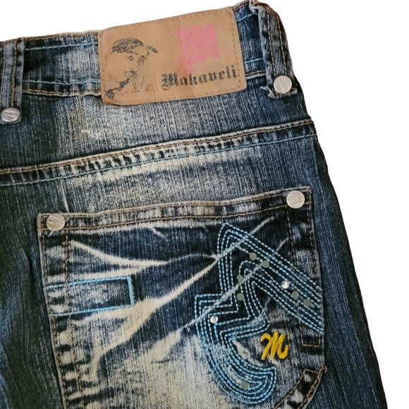 Makaveli Womens Blue Regular Fit Mid Wash Low Rise Denim Straight Jeans Size 5 - Picture 4 of 12